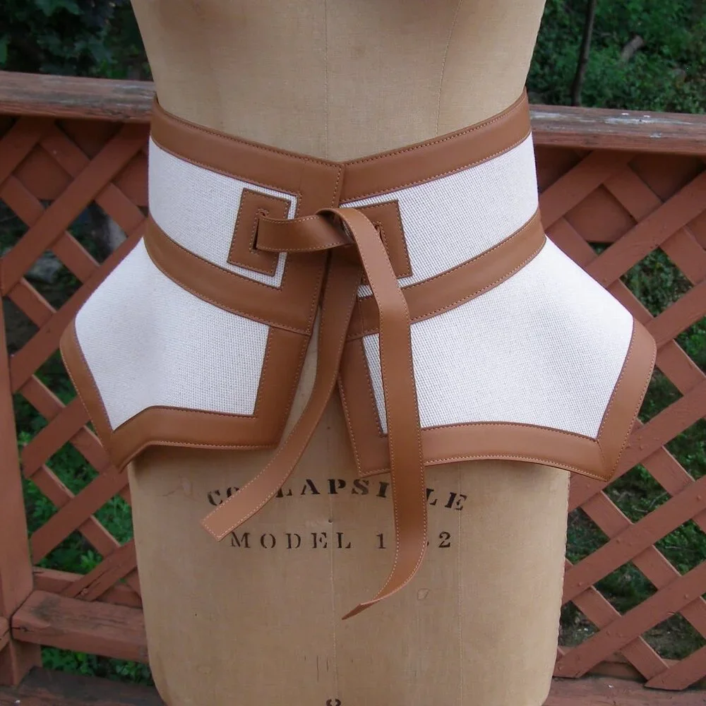 RARE NWT LOEWE Tan Canvas & Leather Obi Belt